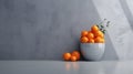 Minimalist Orange Still Life On Polished Concrete Background