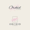 Minimalist orchid flower logo design hand drawing