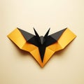 Minimalist Origami Bat With Black And Orange Paint