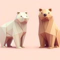 Minimalist Origami bear Playful And Curious High-polygonal Sculpture