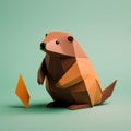 Minimalist Origami Beaver: Playful And Curious Composition