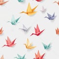Minimalist origami bird pattern on white background Royalty Free Stock Photo
