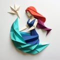 Minimalist Origami Mermaid: Colorful Paper Art Illustration