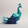 Minimalist Origami Peacock Composition