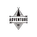 Minimalist outdoor adventure badge logo with native american theme vector