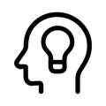 Minimalist Outline Head with Light Bulb Inside Human Brain Icon Royalty Free Stock Photo