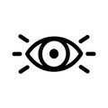 Minimalist Outline Style Eye with Rays Icon Visual Perception Symbol Royalty Free Stock Photo