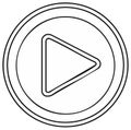 Minimalist outline of a video or audio play button symbol for digital interface and multimedia functions Royalty Free Stock Photo
