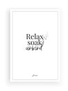 Minimalist poster design, vector, Relax, soak, unwind, beautiful short quotes Royalty Free Stock Photo