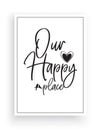 Minimalist Wording Design, Our Happy Place, Wall Decor, Wall Decals Vector,House with heart illustration, Wording Design