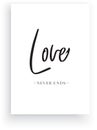 Wall Decals Vector, Love Never Ends, Wording Design, Lettering Design, Art Decor, Wall Art isolated on white background Royalty Free Stock Photo