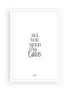 Wall Decals, All we need is love, minimalist poster design, Wording design, Lettering vector, Art Decor, isolated