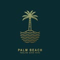 minimalist palm line art icon label logo badge