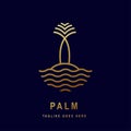 minimalist palm line art icon label logo badge