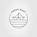 minimalist paper boat on water logo vector illustration design Royalty Free Stock Photo