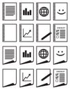 Minimalist Paper Vector Icon Set in Black and White Royalty Free Stock Photo