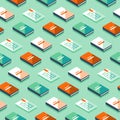 Minimalist pattern, creative background with isometric books, literature and poetry