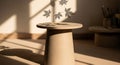 Minimalist Pedestal with Falling Maple Leaf Shadows Royalty Free Stock Photo
