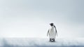 Minimalist Penguin Portrait On White Background