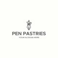 minimalist PENPASTRIES wheat ink cup logo design