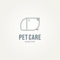 Minimalist pet care line art logo template vector illustration design. simple dog head symbol for pet shop, veterinarian, animal Royalty Free Stock Photo