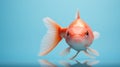 Minimalist Photography: Big Beautiful Goldfish Swimming With Graceful Balance