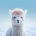 Minimalist Photography: Cute Alpaca On Blue Background In 32k Uhd