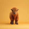 Minimalist Photography Of A Cute Bison On Yellow Background