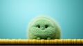 Minimalist Photography: Cute Caterpillar On Bamboo With Green Bunny