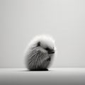 Minimalist Photography Of A Cute Porcupine: White Hedgehog On Grey Surface