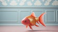Minimalist Photography: A Playful Goldfish In An Empty Room