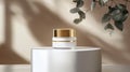 Minimalist Phytic Acid Serum on a White Display with Greenery