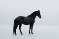 Minimalist picture of a black horse. Generative AI