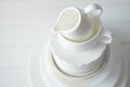 Minimalist picture of white porcelain kitchenware piled up Royalty Free Stock Photo