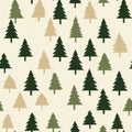 Minimalist Pine Tree Pattern - Seamless Retro-Inspired Nature Design. Royalty Free Stock Photo