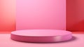 Minimalist Pink Plastic Stand On Background - 3d Render Table Podium