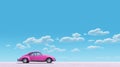 Minimalist Pink Volkswagen Beetle Car Wallpaper With Clear Blue Skies