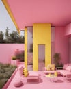 Minimalist Pink and Yellow House