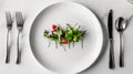 Minimalist plate of microgreens with modern table setting Royalty Free Stock Photo