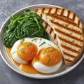 Minimalist Poached Egg Breakfast with Toast and Spinach Royalty Free Stock Photo