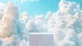 Minimalist podium against cloudy sky background for creative display concepts Royalty Free Stock Photo