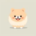 Minimalist Pomeranian Dog Vector Illustration - Cute Emoji Design