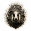 Minimalist Porcupine Head Silhouette Drawn With Single Pencil Stroke