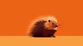 Minimalist Porcupine Illustration On Vibrant Orange Background
