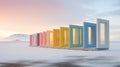 Minimalist Post-and-beam Architecture With Soft Colored Installations In Vatnajokull