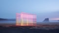 Minimalist Post-and-beam Architecture With Soft Colored Installations In Vatnajokull