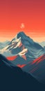 Vibrant Snowy Mountain Illustration With Realistic Yet Stylized Details Royalty Free Stock Photo