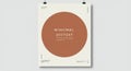 Minimalist poster design featuring a large rust-colored circle centered on a white Royalty Free Stock Photo