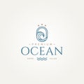 minimalist premium beach ocean hotel villa badge icon logo template vector illustration design. simple modern hotel, resort, villa