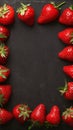 Minimalist presentation of strawberries on textured slate surface